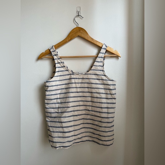 Madewell Tops - Madewell Cream and Blue Striped Tank Top